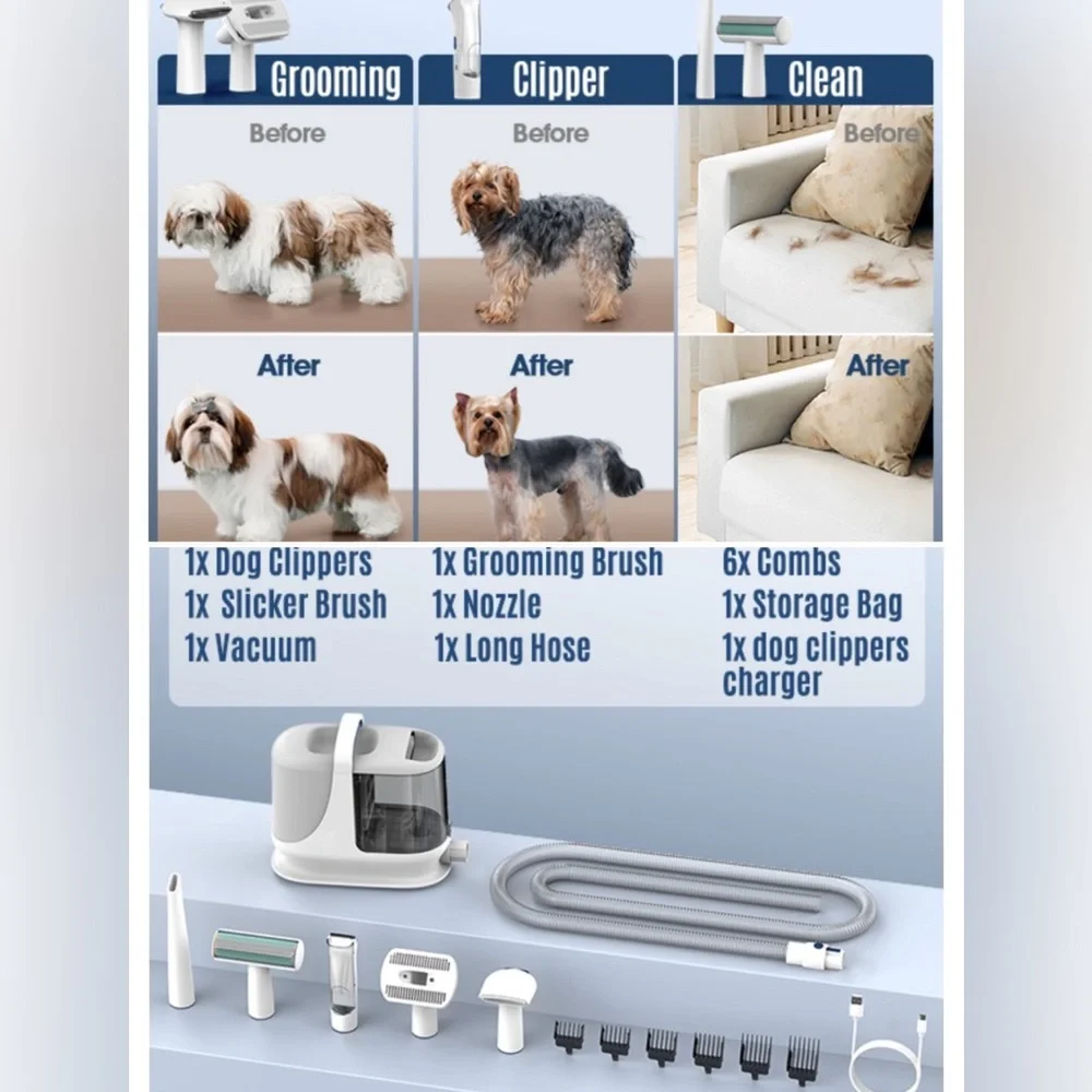 BRAND NEW! Dog Grooming Vacuum & Dog Grooming Kit, Clippers,5 Tools Low Noise